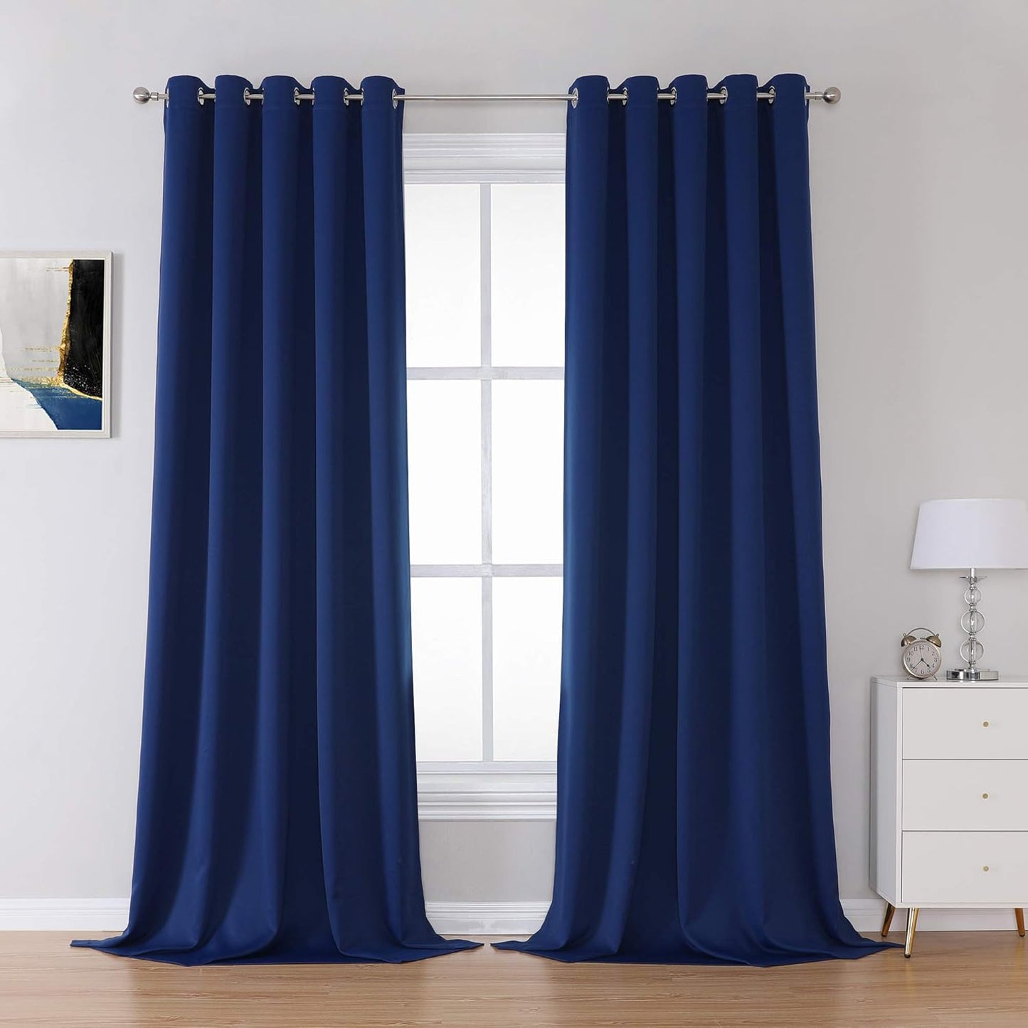 DUALIFE Navy Blue Blackout Curtains for Living Room and Kids Room