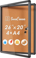 Lockable Bulletin Board Cork Notice Board 26x20in - Secure Display