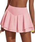 PINSPARK Womens Double Ruffle Tennis Skirt - High Waist Tummy Control