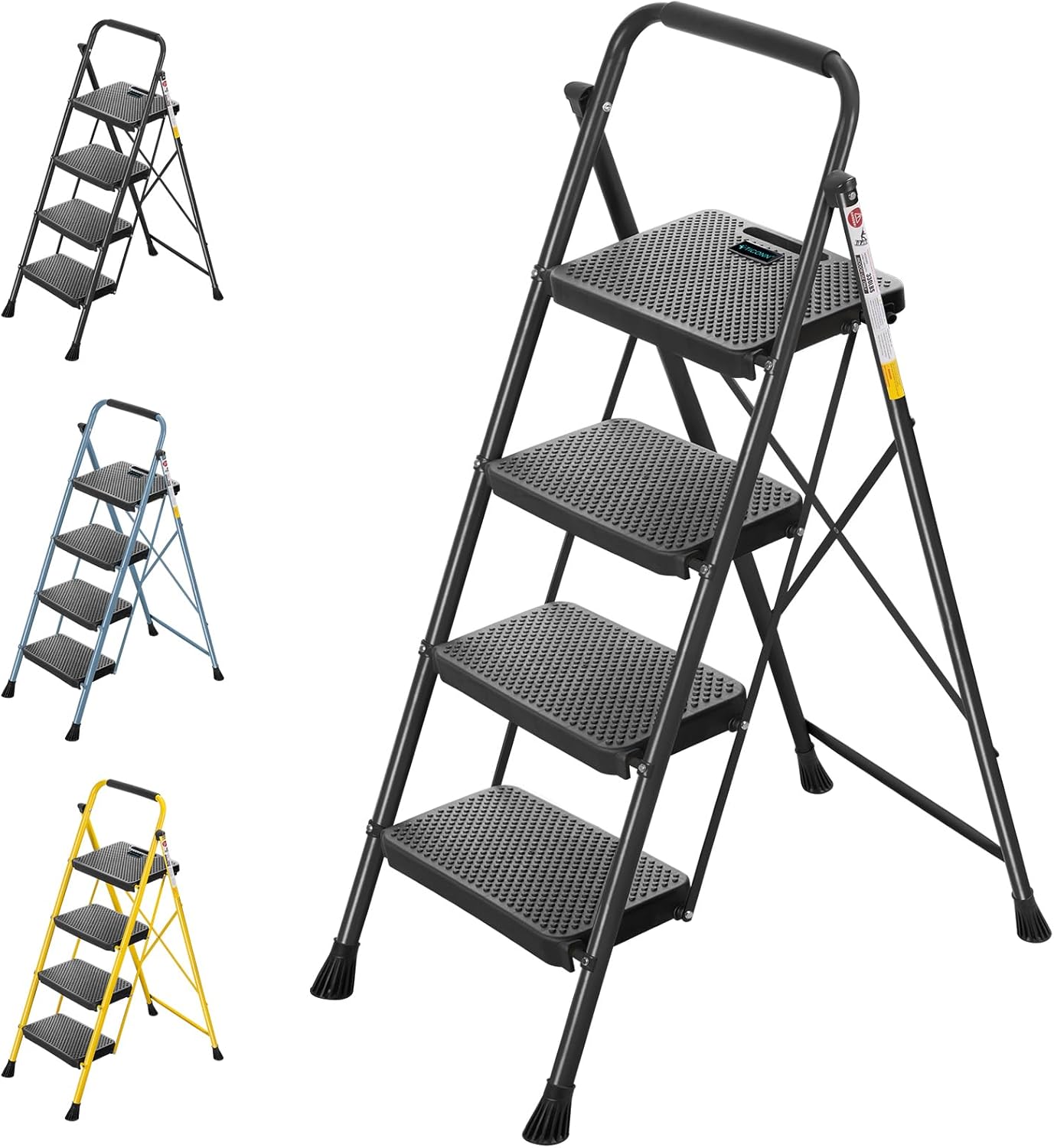 TICONN 4 Step Ladder - Heavy Duty Portable Folding Stool