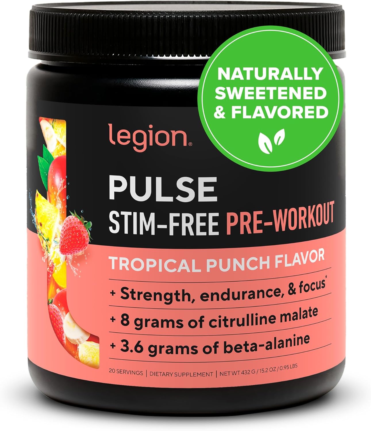LEGION Pulse Pre Workout Supplement - Caffeine Free Energy Boost