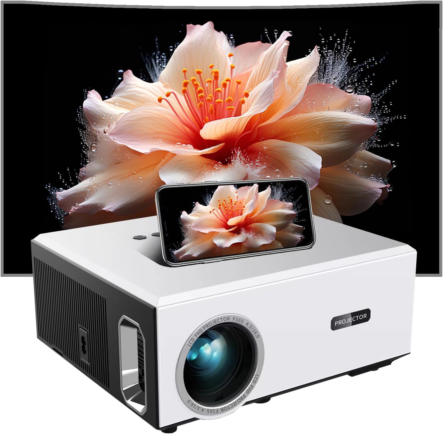 JIFAR 4K WiFi Projector, 500 Display, Keystone Correction