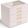 Vlando 5 Layer Jewelry Box with Glass Lid for Women