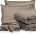 Bed-in-A-Bag 8 Piece Comforter & Sheet Set - Split King Taupe