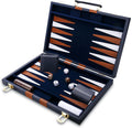 Backgammon Set - Classic 15in Portable Leather Case Board Game