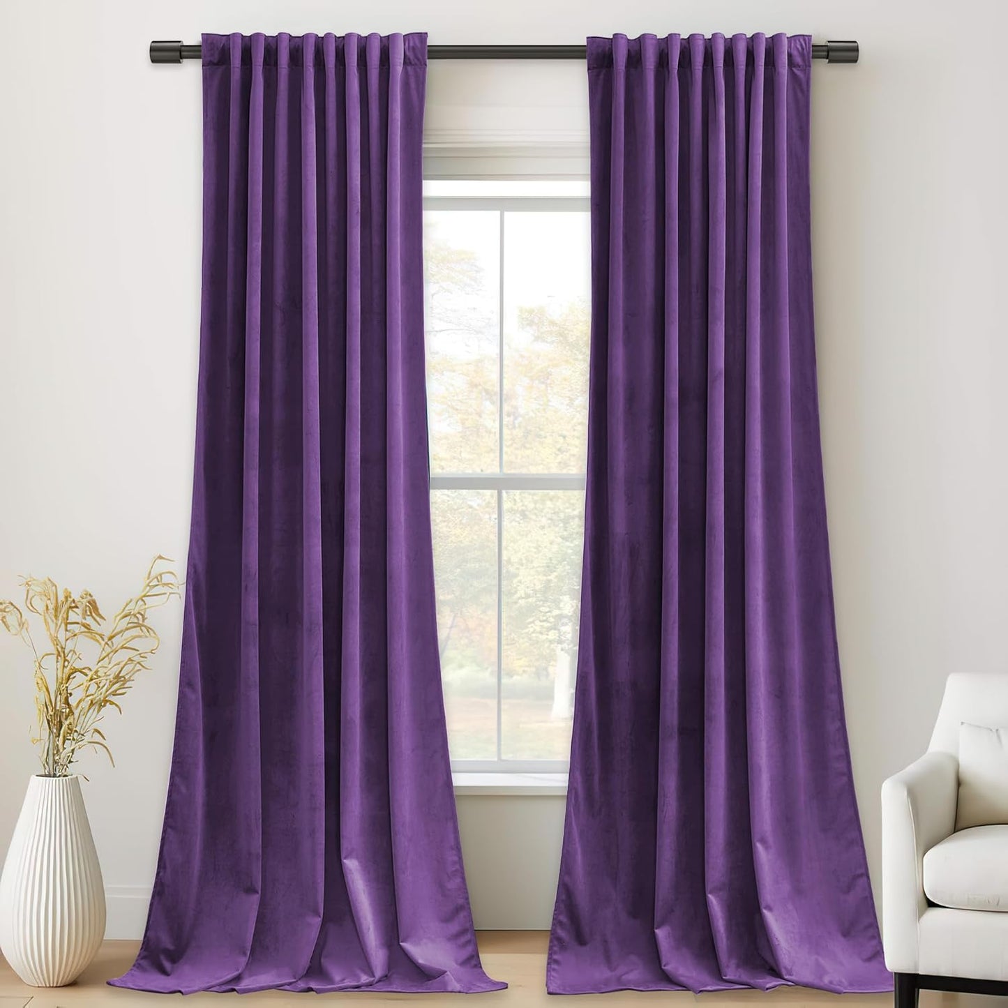 StangH Purple Velvet Curtains for Room Darkening and Insulation