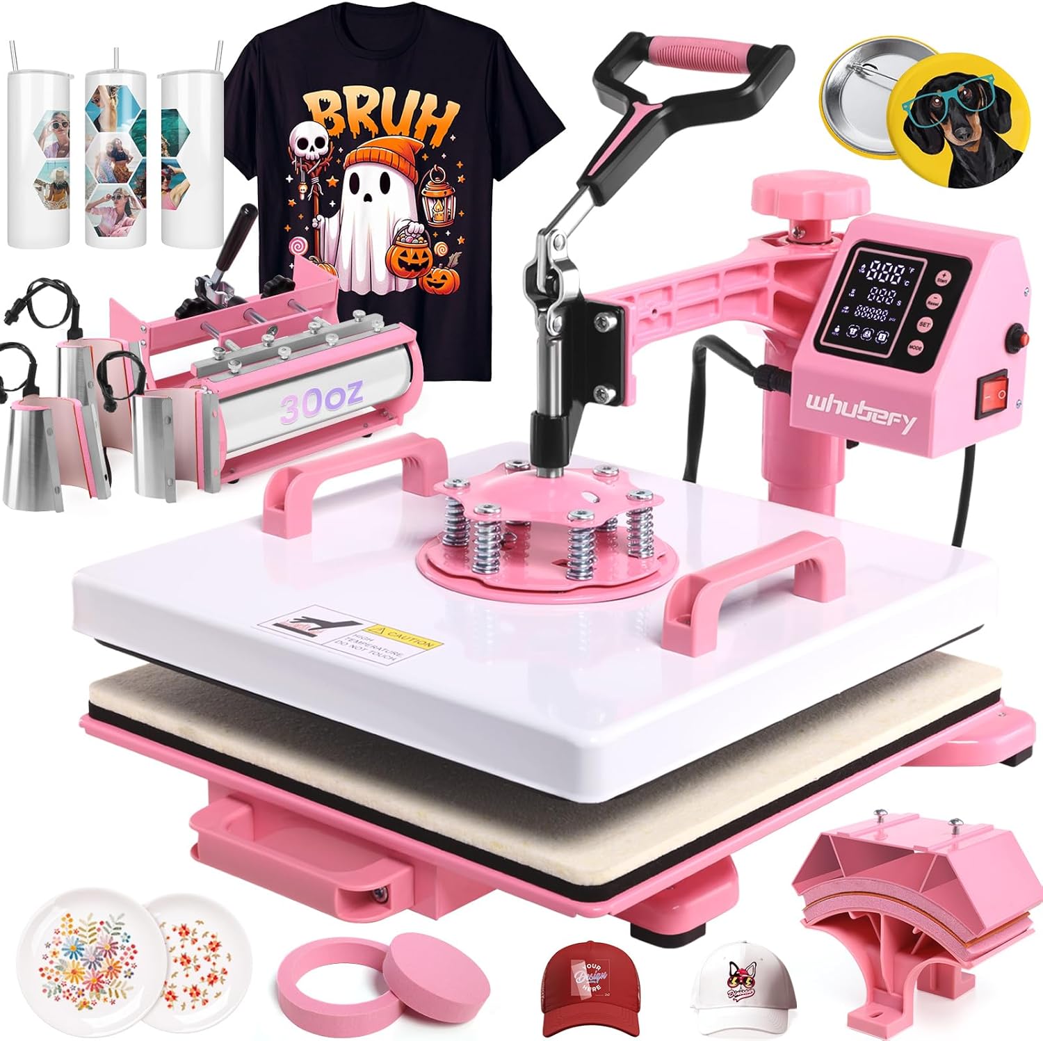 Whubefy 8 in 1 Heat Press Machine for T Shirts and More