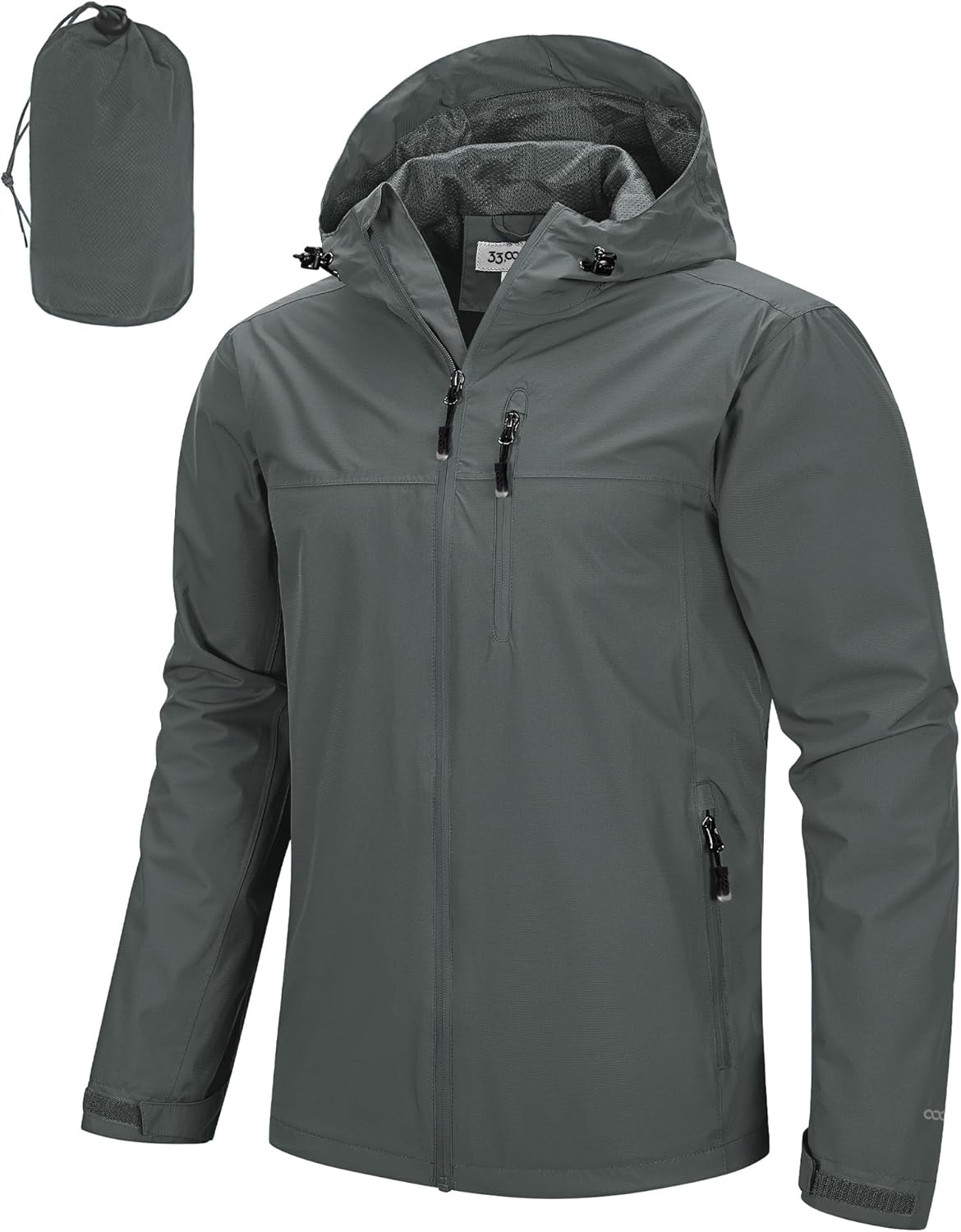 33,000ft Men's Packable Rain Jacket - Lightweight Waterproof Shell