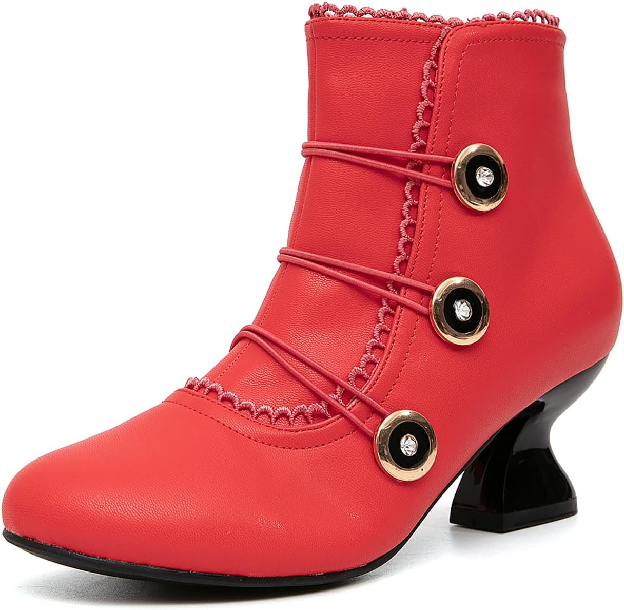 Getmorebeauty Women's Vintage Ankle Boots with Low Heels