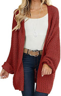 MEROKEETY Women's Open Front Chunky Knit Cardigan - Oversized Lantern