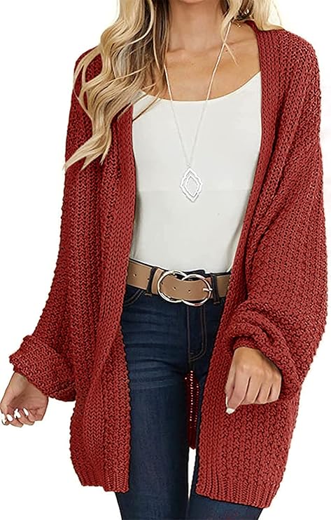MEROKEETY Women's Open Front Chunky Knit Sweater Cardigan Review