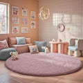 Ophanie Round Rugs 7Ft Pink Circle Area Rug - Plush Soft Shaggy