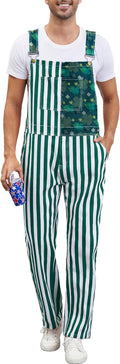 Bib Overalls for Men Adjustable Straps Jumpsuit Striped - St Patricks