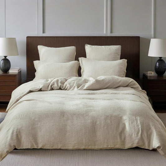 100% Linen Duvet Cover Set for King Size Bedding Comfort