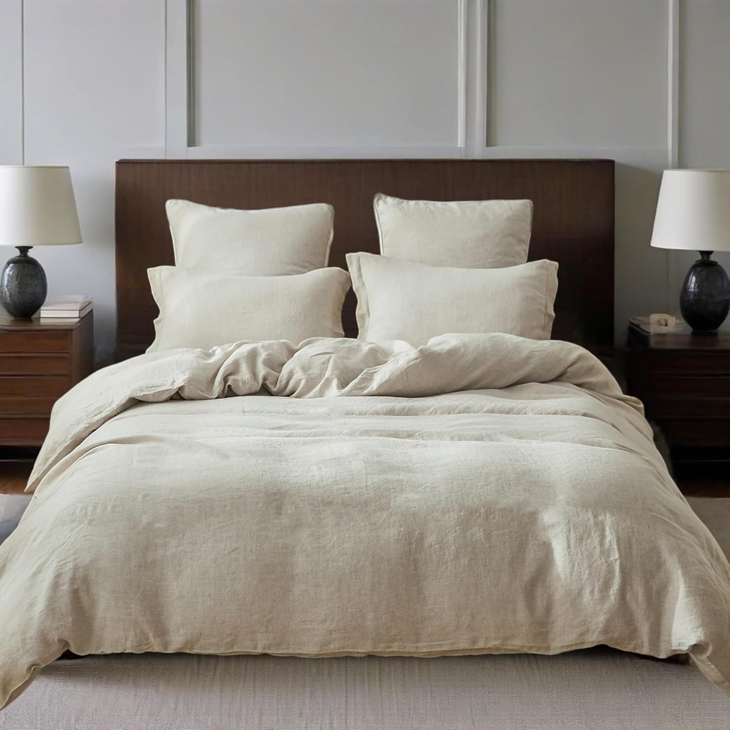 100% Linen Duvet Cover Set for Queen Size Bedding Comfort