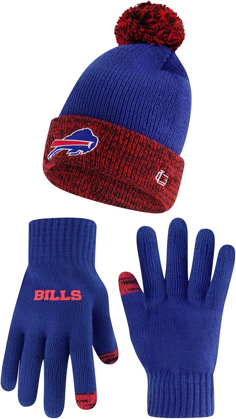 Ultra Game NFL Super Soft Two Tone Winter Beanie and Gloves