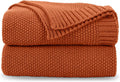 CozeCube Orange Throw Blanket for Couch - Soft Cable Knit 50x60