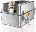 14ft' High Sides XXL Stainless Steel Cat Litter Box for Big Cats