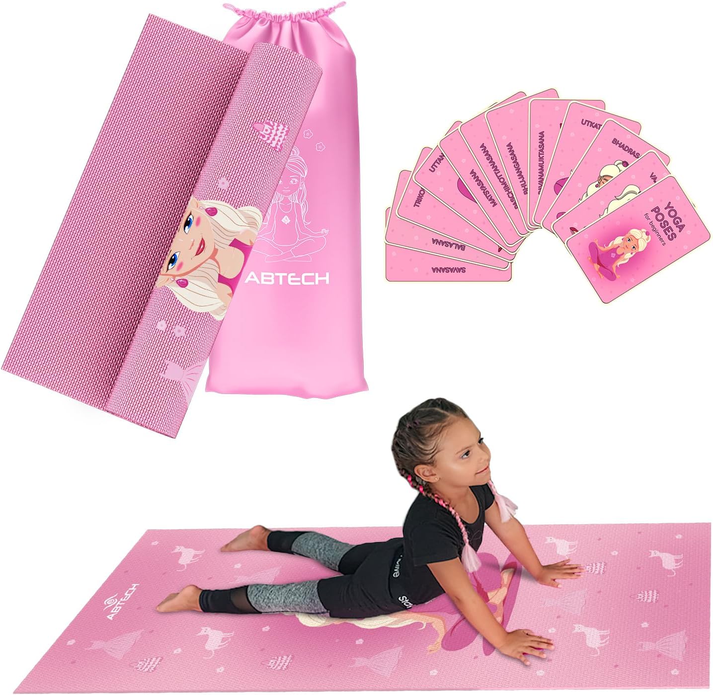 ABTECH Kids Yoga Mat Set - Non-Toxic Fun for Ages 3-12
