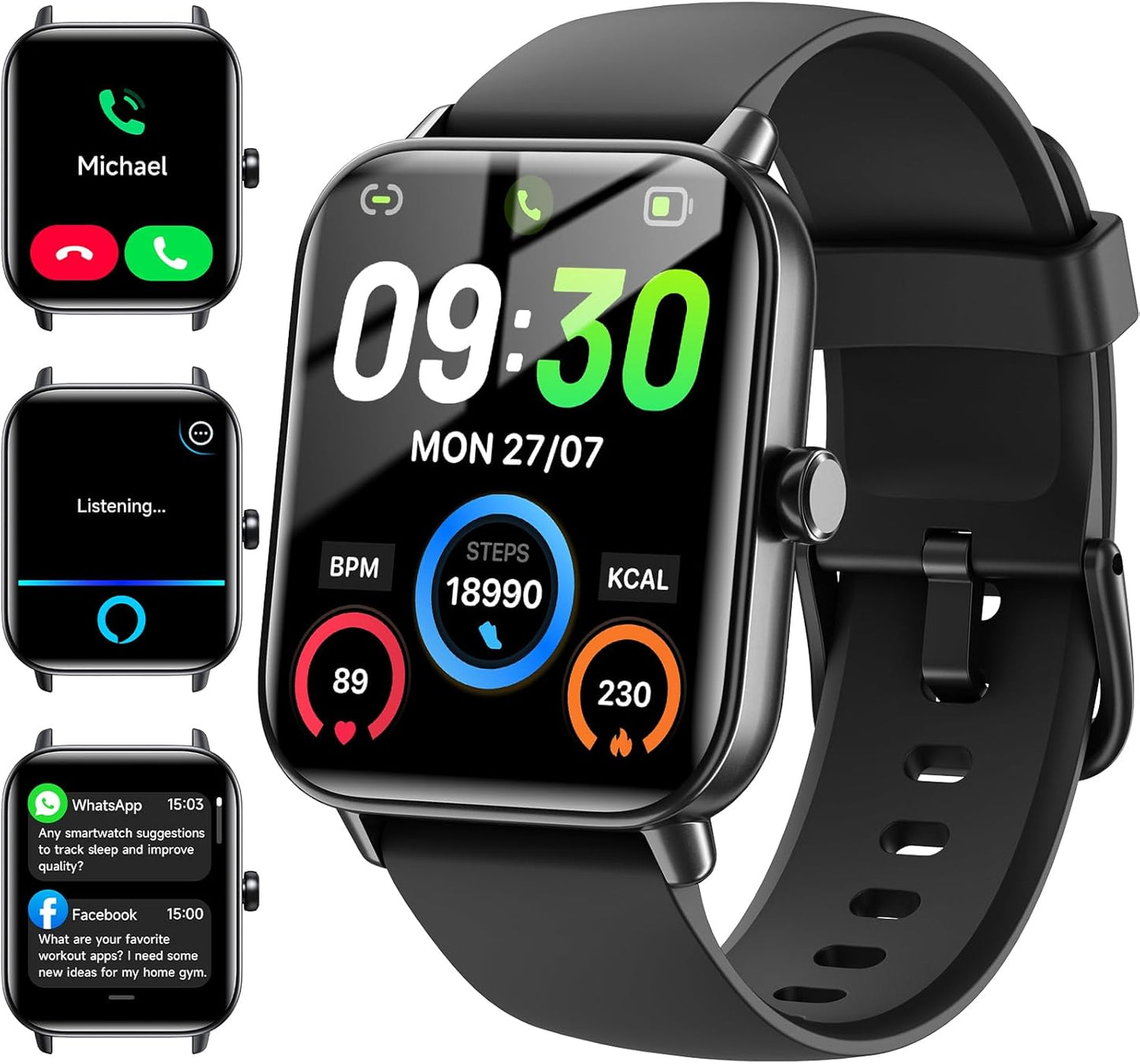 1.8 Hingso Smartwatch: Alexa Built-in, Fitness Tracker, IP68 Waterproof