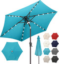 FLAME&SHADE 7.5 ft Solar Outdoor Market Patio Umbrella - LED Lit