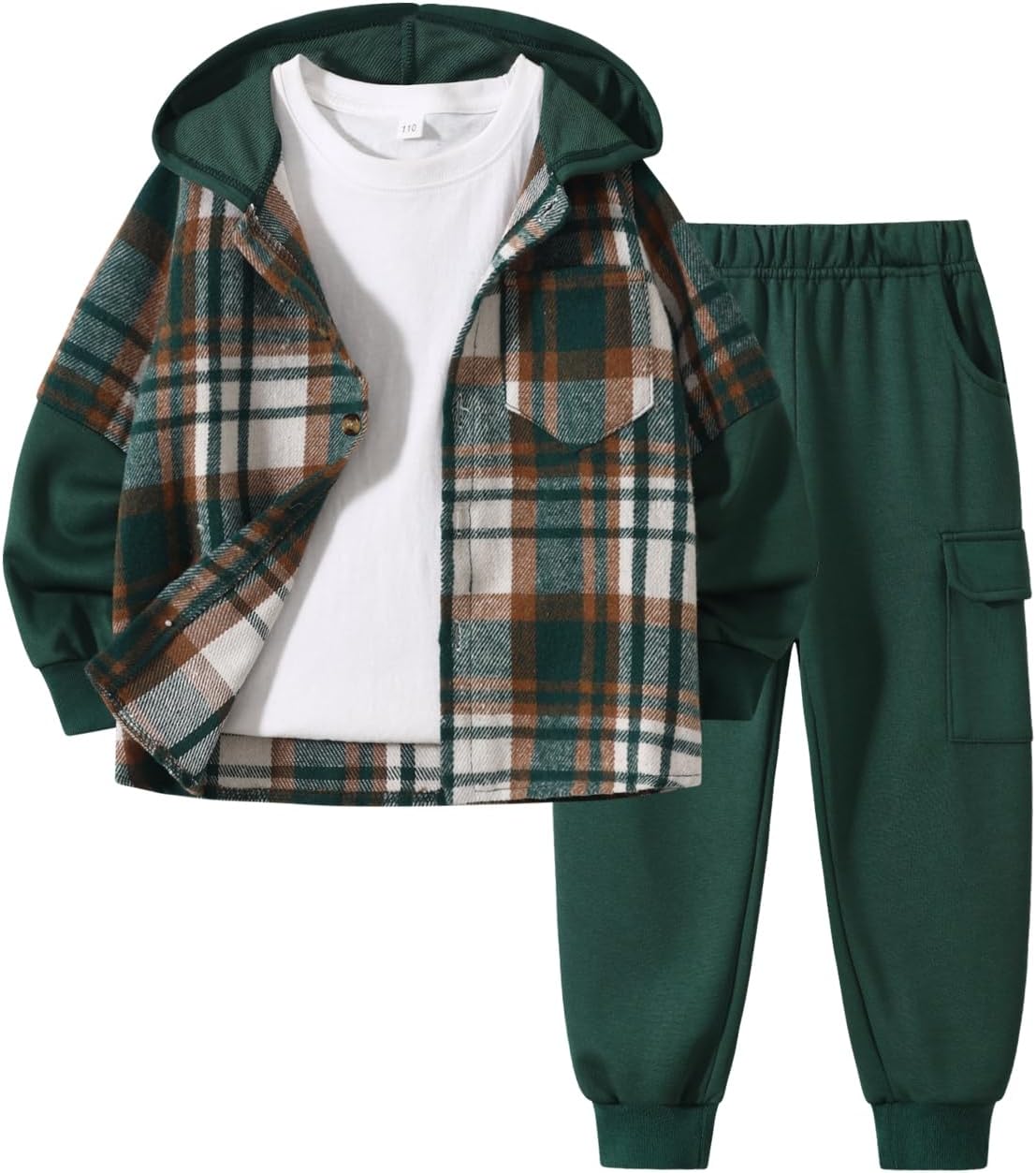 Kids Boys Flannel Plaid Shirt and Pants Set for All Seasons
