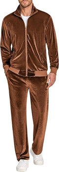 COOFANDY Mens Velour Tracksuit Full Zip Jacket and Pants Set - Dressy