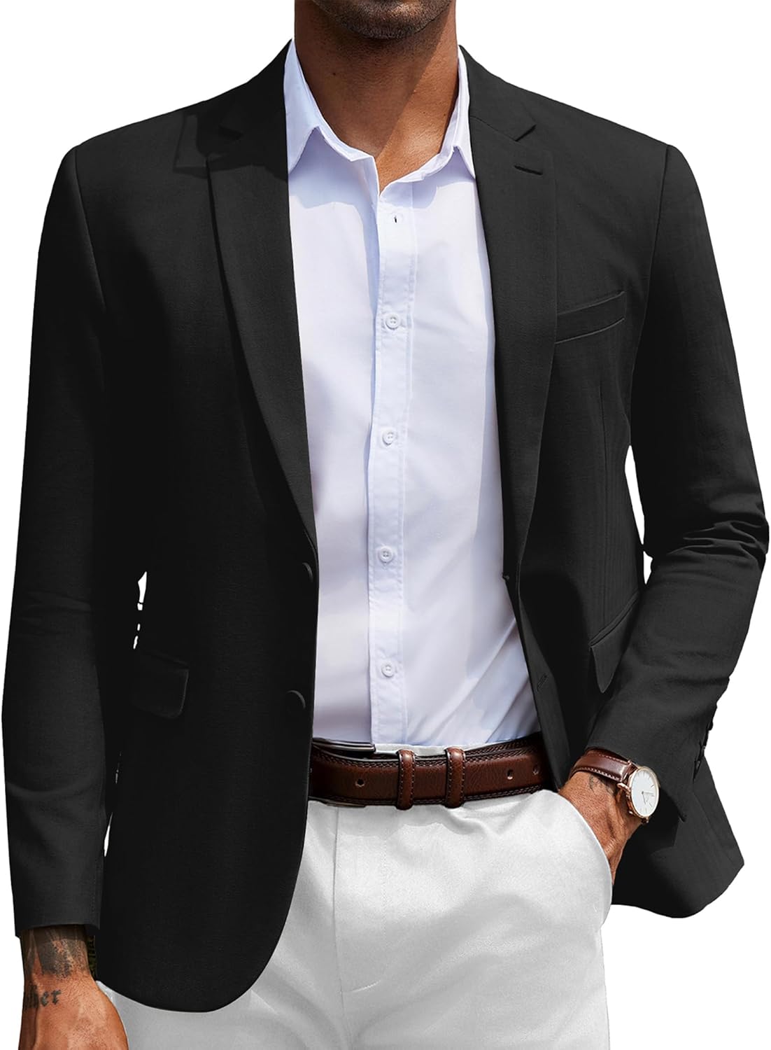 Men's Herringbone Blazer Slim Fit Cotton Sport Coats Jacket