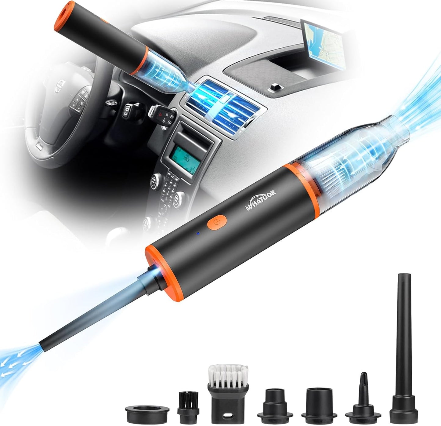 Powerful Cordless Car Vacuum Cleaner: 3-in-1 Handheld & Air Duster - WHATOOK