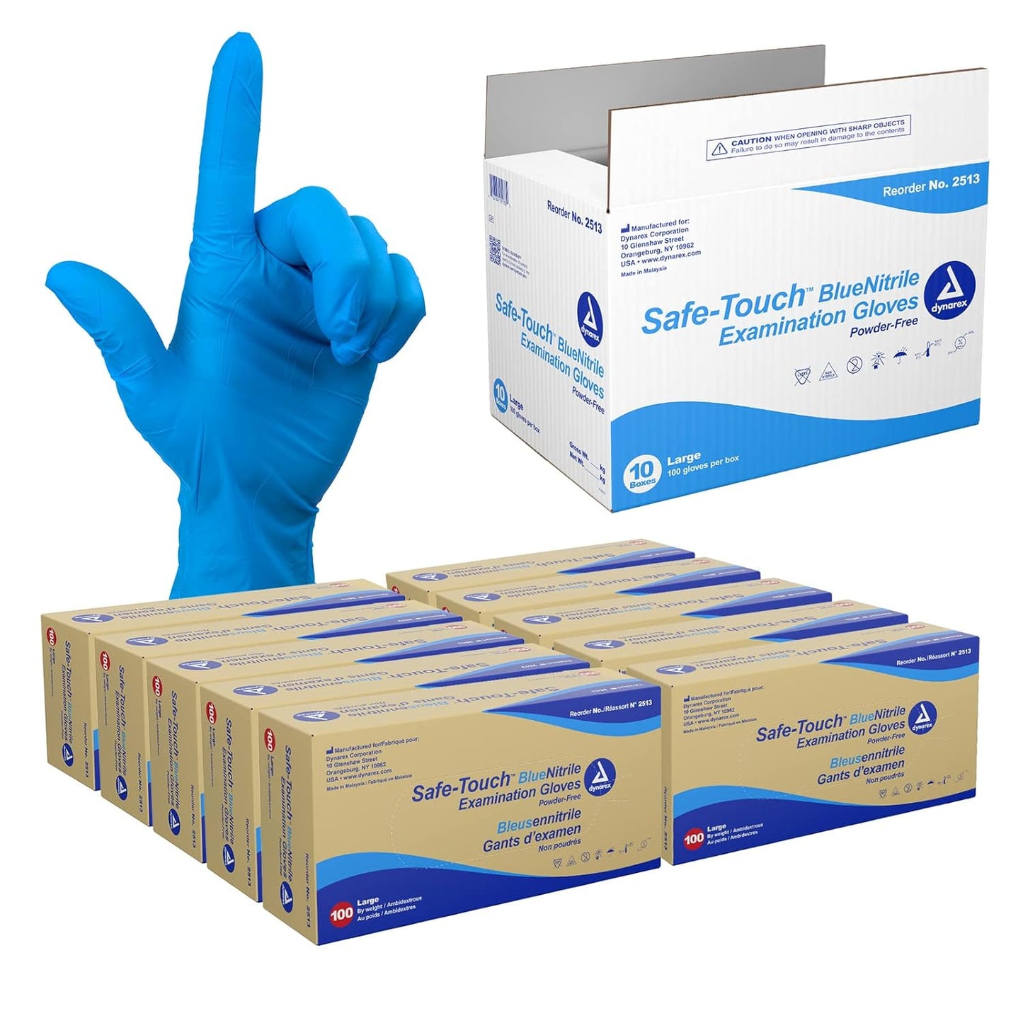 Dynarex Safe-Touch Disposable Nitrile Exam Gloves for Professionals