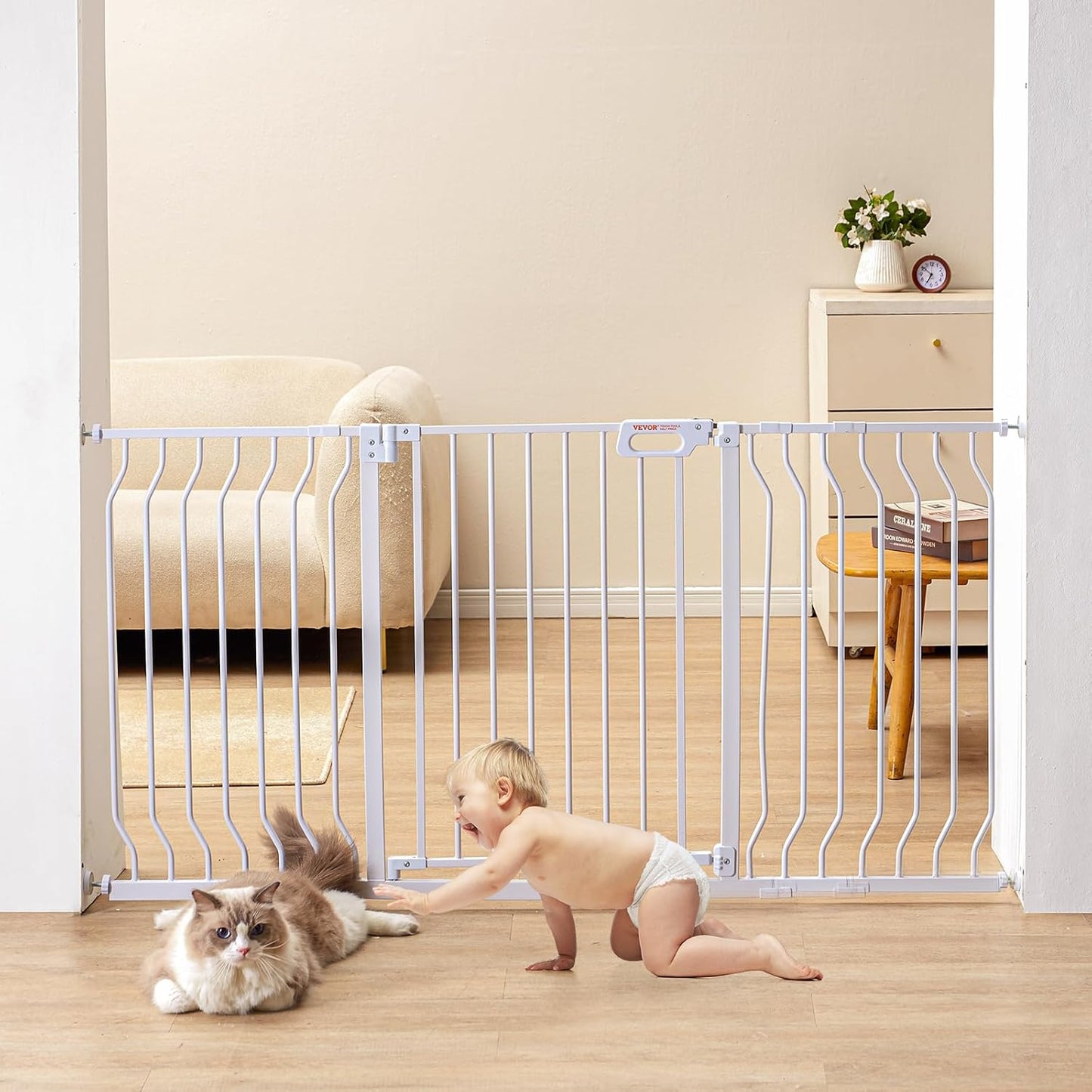 VEVOR Extra Wide Auto-Close Safety Gate - Easy Install, Pet-Friendly Design!