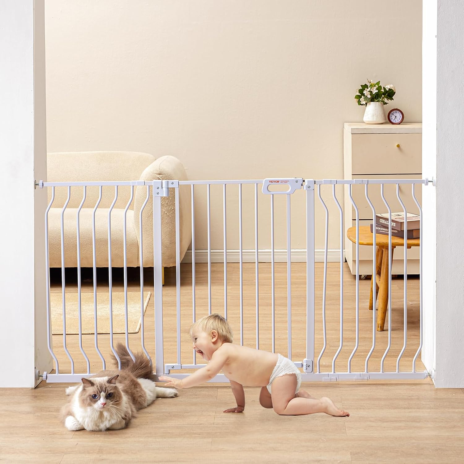 VEVOR Extra Wide Auto-Close Safety Gate - Easy Install, Pet-Friendly Design!