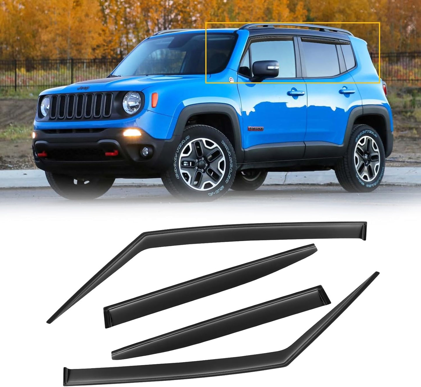 Window Visors for Jeep Renegade 2015-2024 - Rain Guards Shields