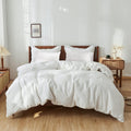 100% Washed Linen Duvet Cover Set King - Soft Breathable White