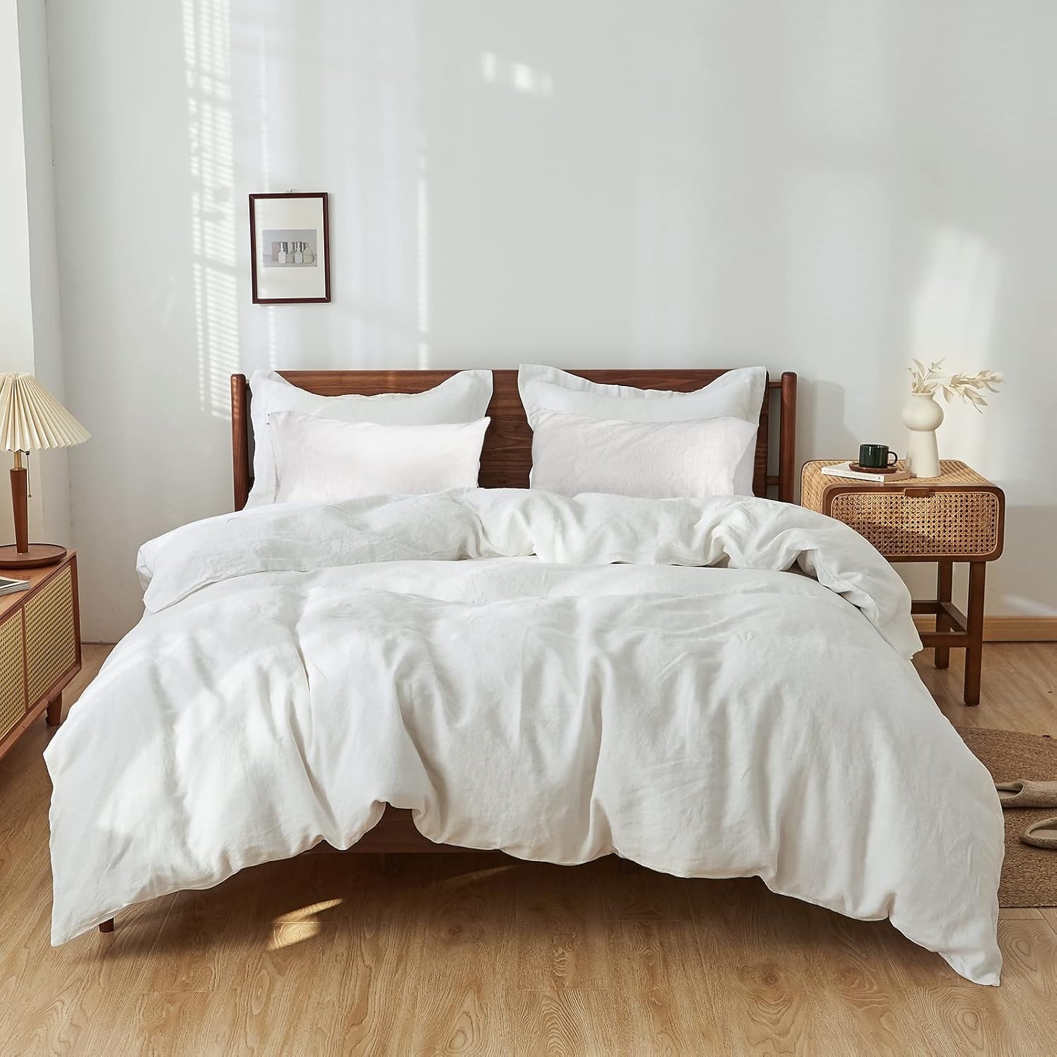 100% Washed Linen Duvet Cover Set for King Size Bedding