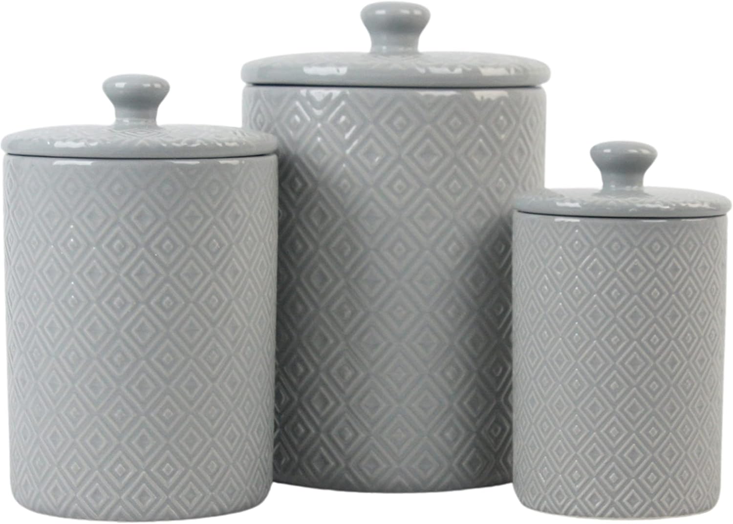 10 Strawberry Street Diamond 3 Piece Canister Set for Kitchen Storage