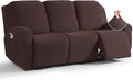 Recliner Sofa Covers 8-Piece Stretch Slipcover for 3 Seats - Dark