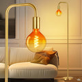 QiMH Floor Lamp for Living Room - Minimalist Brushed Gold Standing
