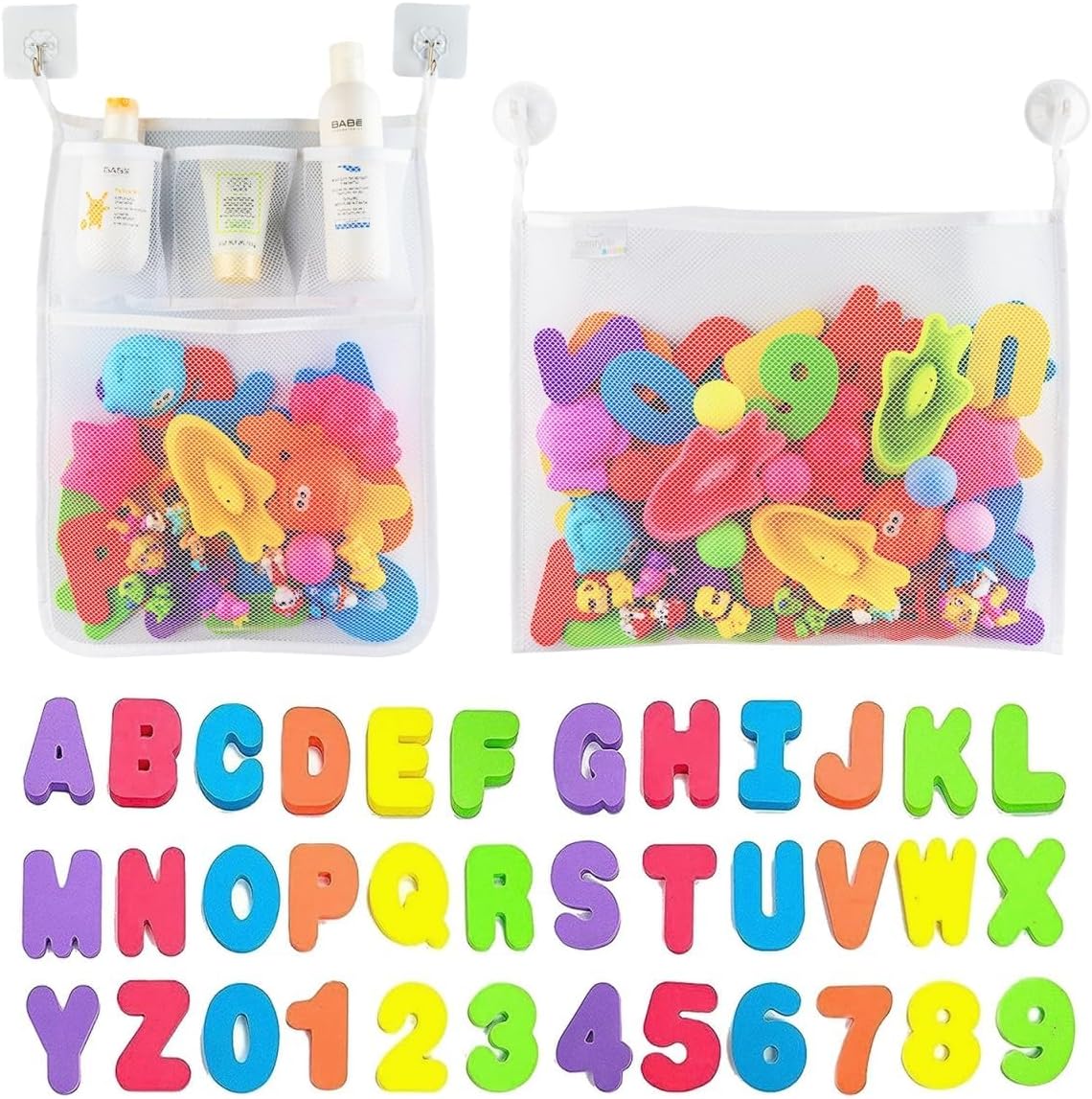 Comfylife Bath Toy Organizer Set + Bonus Foam Letters