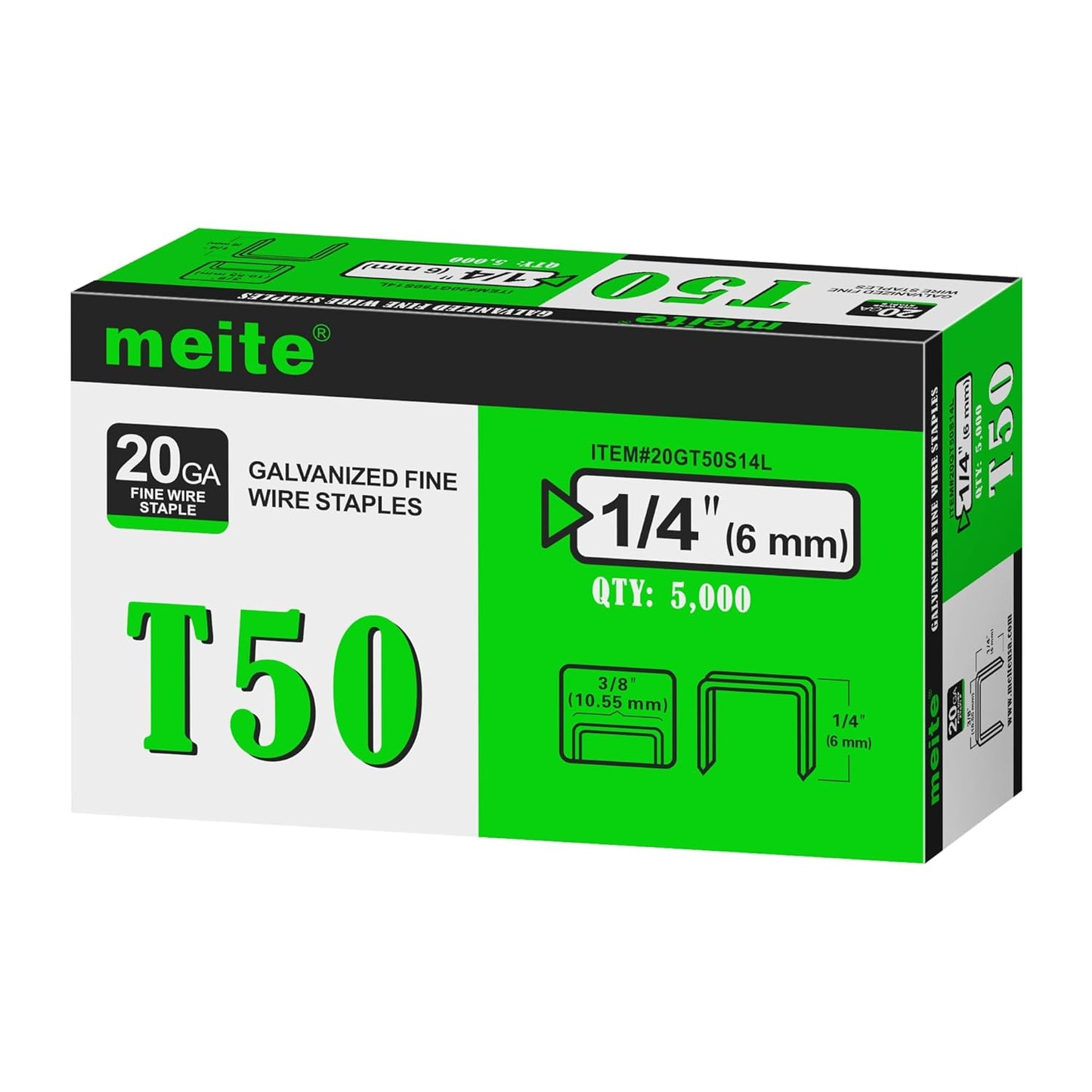 meite T50 Heavy Duty Staples for Staple Gun, 1/4 Inch Length