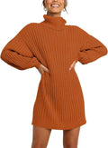 Women Oversized Sweater Dress Turtleneck - Ribbed Knit Cozy Fit