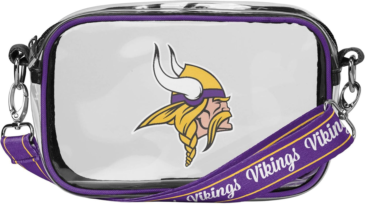NFL Womens Team Logo Stripe Clear Crossbody Bag for Fans