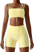 Workout Sets for Women 2 Piece Twist Front Halter Sports Bra and High