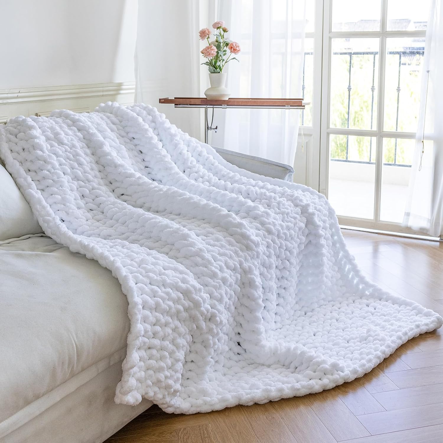Chunky Knit Blanket - Luxury Soft Cozy 50 in x 60 in Throw