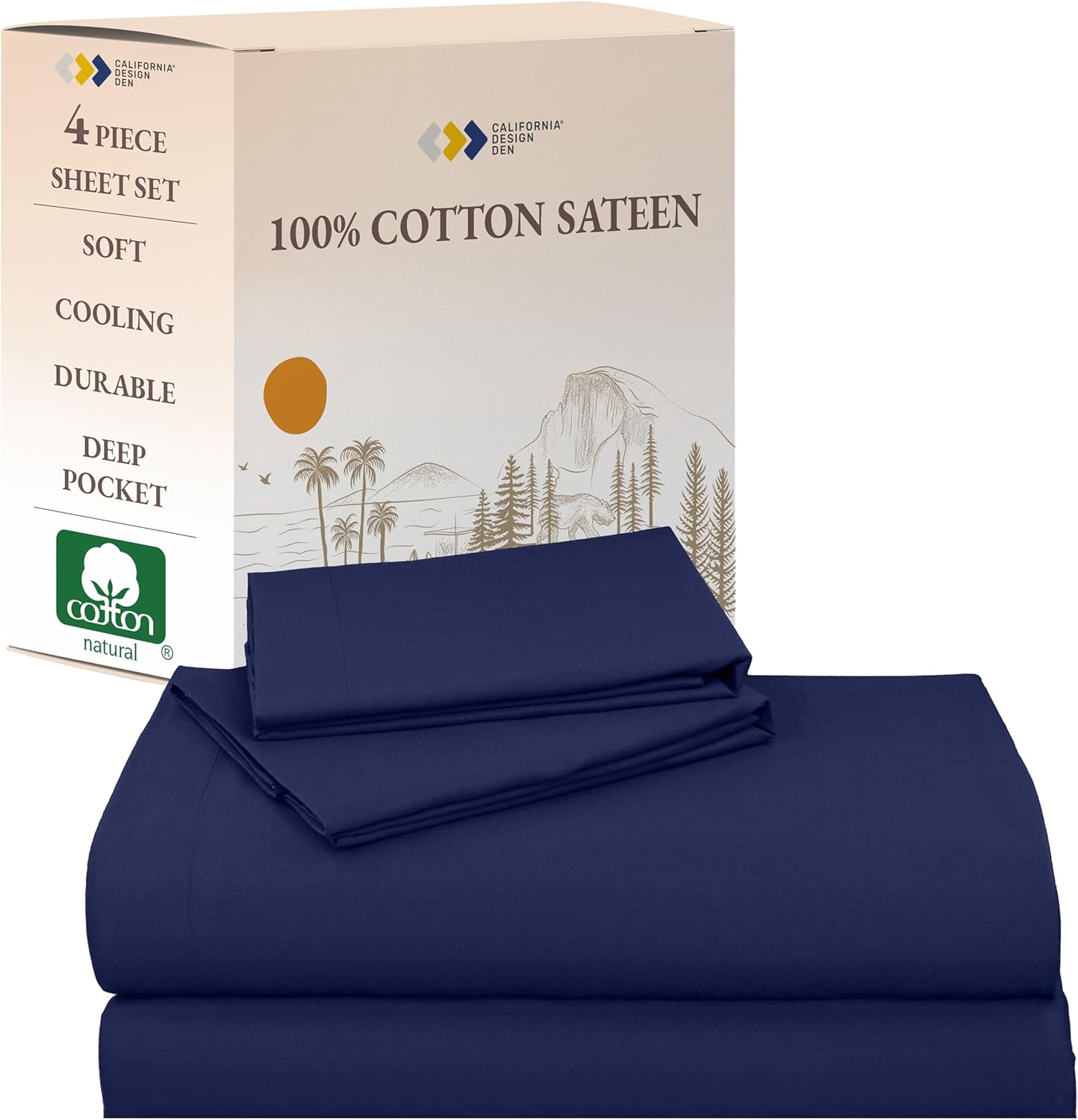 Natural 100% Cotton Full Size Bed Sheets Set for Comfort