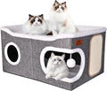 Extra Large Cat Beds for Indoor Cats - Dual-Level Condo Hideaway