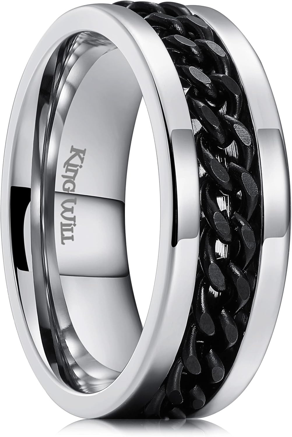 King Will Stainless Steel Spinner Ring - Stress-Free, Stylish Fidget Band