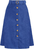 Allegra K Womens High Waist Button Front A-Line Belted (Style 9RJV)