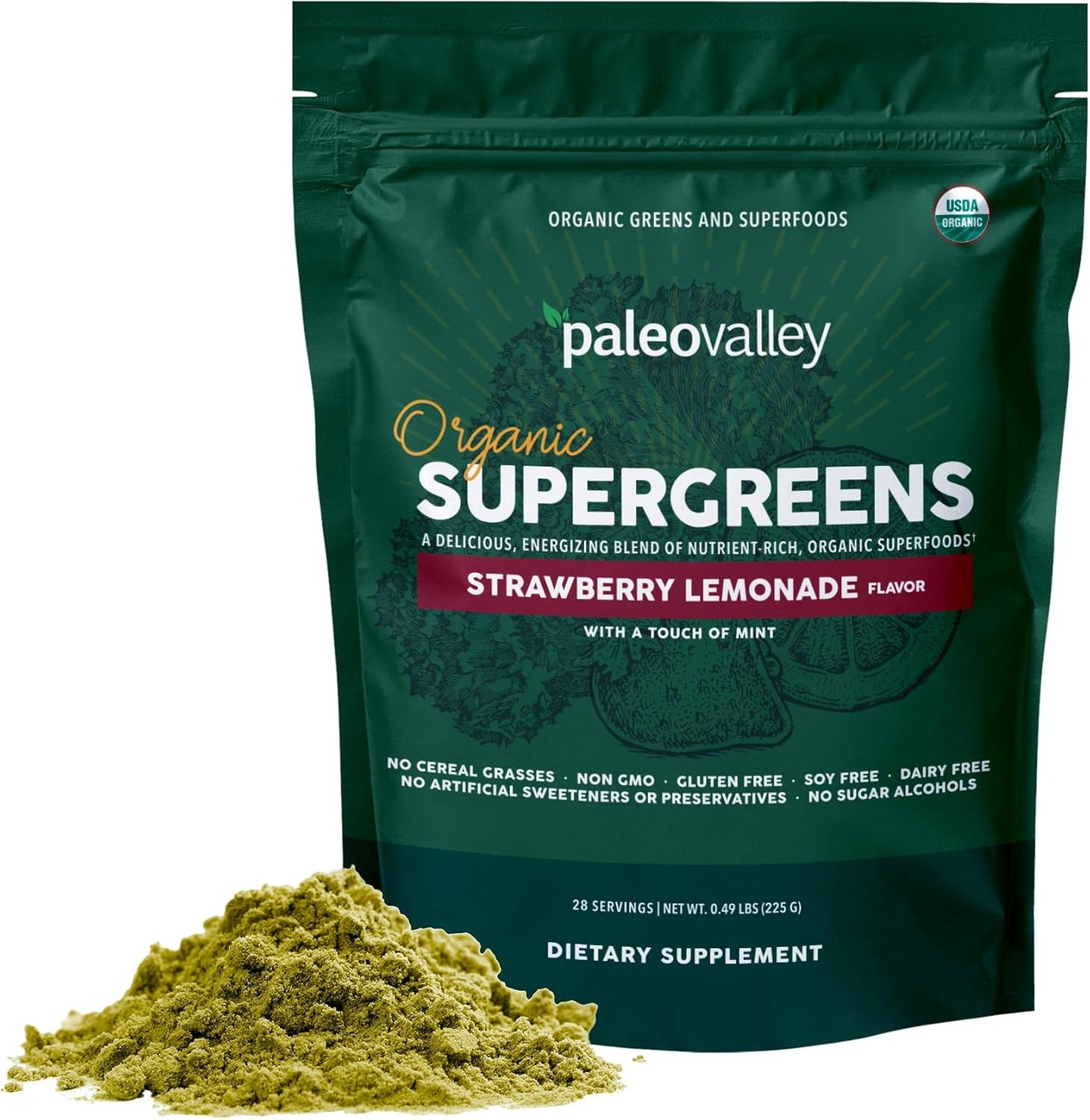 Paleovalley Organic Supergreens - Nutrient-Dense Green Powder