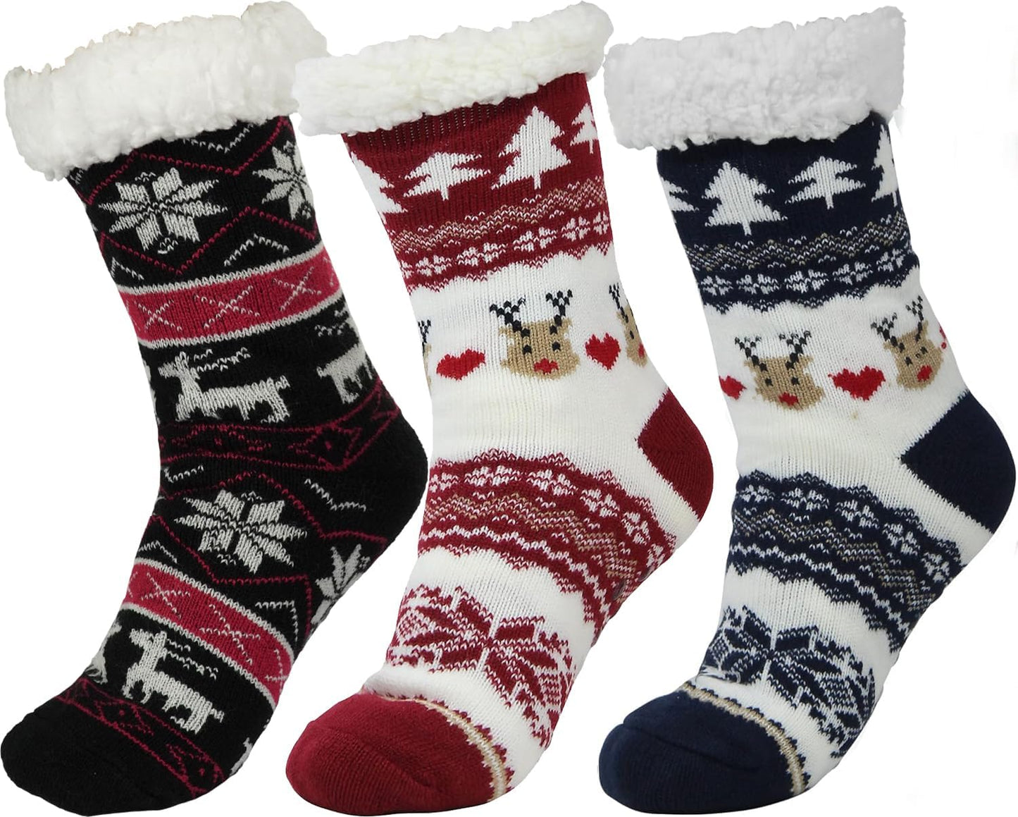 Warm Fuzzy Slipper Socks for Women with Non Slip Grippers